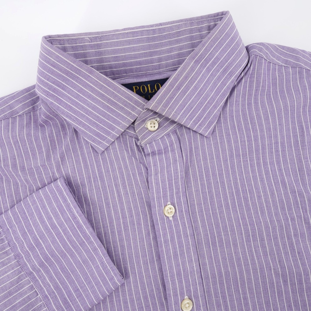 Polo Ralph Lauren Striped Button Down Shirt Purple Long Sleeve Mens 16.5 32/33 L